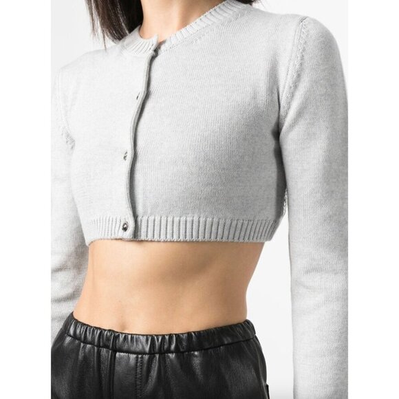 VAQUERA Cropped Knit Sequin Back Cardigan Grey Womens Size XS - Picture 4 of 12